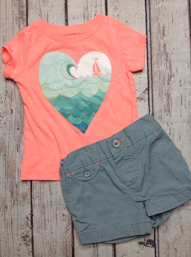 Carters CORAL & GREEN 2 PC Outfit
