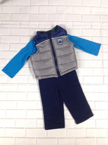 Healthtex BLUE & GRAY 3 PC Outfit
