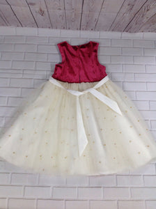 American Princess Cream & Burgundy Dress