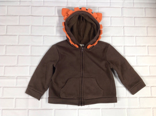 BABY 8 BROWN & ORANGE ZIP-UP WITH HOOD Top