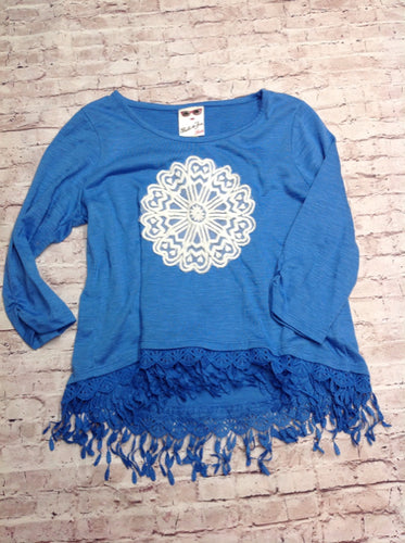 Belle Du Jour Blue Print Top