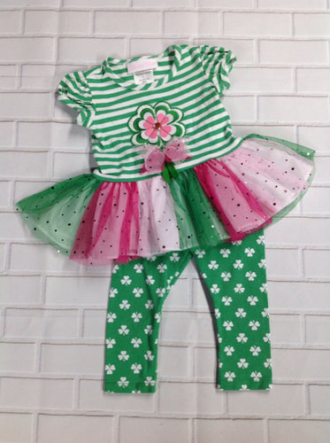 Bonnie Baby Green & White 2 PC Outfit