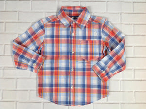 Carters BLUE & ORANGE Plaid Top