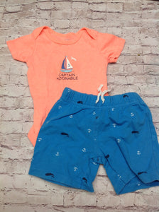Carters BLUE & PEACH 2 PC Outfit