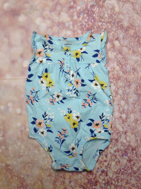 Carters Baby Blue & Peach One Piece