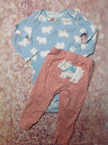 Carters Baby Blue & Pink 2 PC Outfit