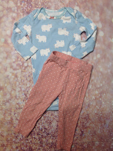 Carters Baby Blue & Pink 2 PC Outfit