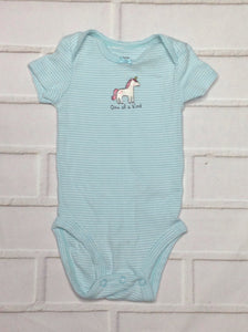 Carters Baby Blue & White Onesie