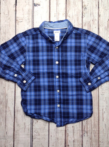 Carters Blue Print Plaid Top