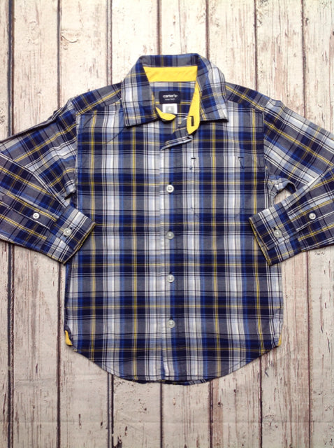 Carters Blue Print Plaid Top