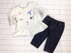 Carters Gray & Blue 2 PC Outfit