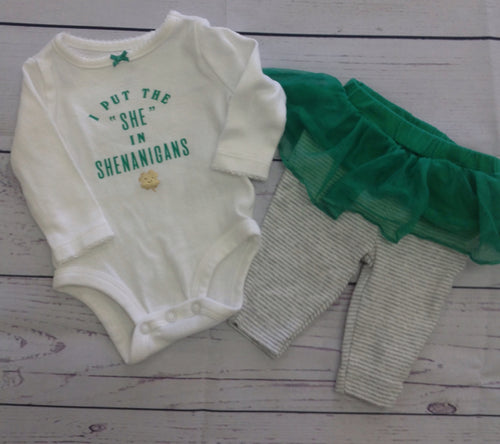 Carters Gray & Green 3 PC Outfit