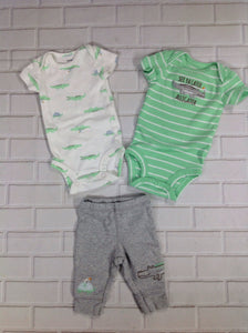 Carters Gray & Green 3 PC Outfit