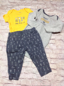 Carters Gray & Yellow 3 PC Outfit