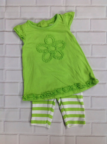 Carters Green & White 2 pc Set