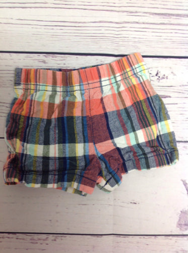 Carters Orange & Blue Plaid Shorts