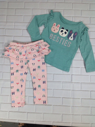 Carters PINK PRINT Animals 2 PC