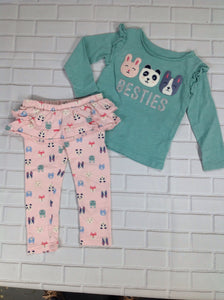 Carters PINK PRINT Animals 2 PC