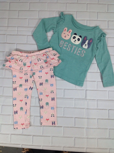 Carters PINK PRINT Animals 2 PC