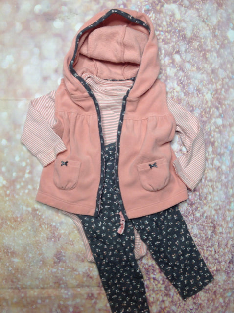 Carters Pink & Gray 3 PC Outfit