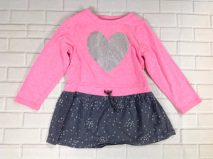 Carters Pink & Gray Heart Dress