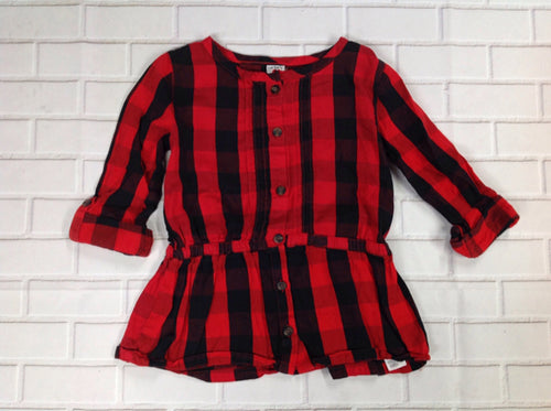 Carters Red & Black Plaid Top