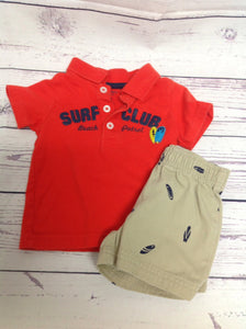 Carters Red & Tan 2 PC Outfit