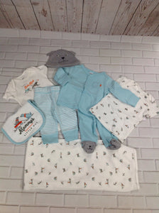 Carters White & Baby Blue 4 PC Outfit