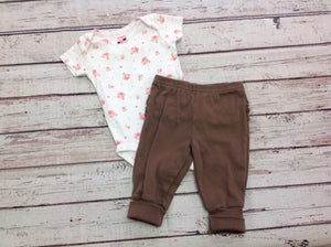 Carters White & Brown 2 PC Outfit