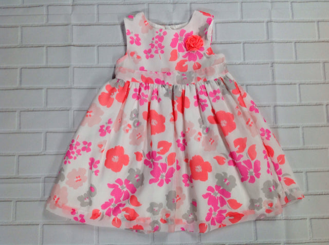 Carters White & Pink Flowers Dress