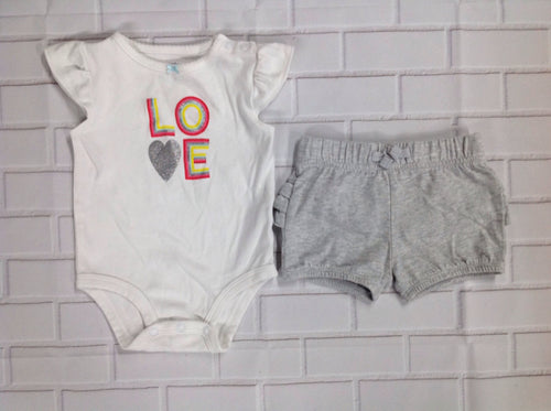 Carters White Print 2 PC Outfit
