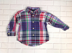 Chaps BLUE DENIM Plaid Top