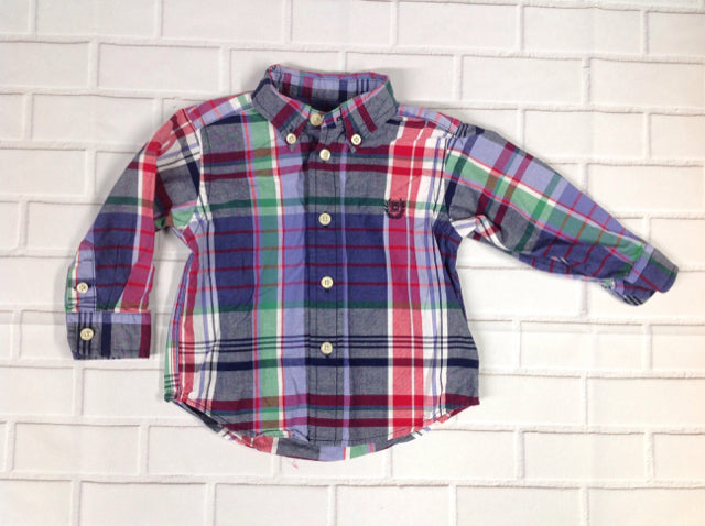 Chaps BLUE DENIM Plaid Top