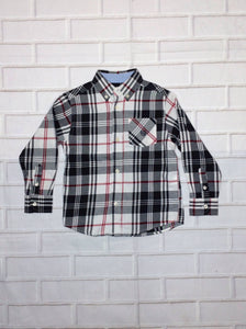 Chaps Black & White Plaid Top