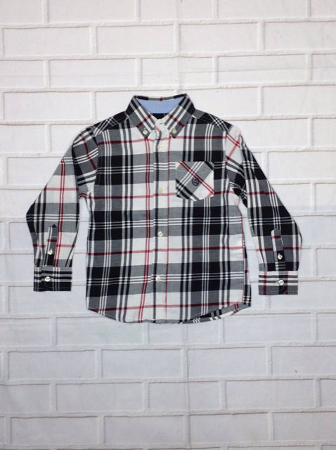 Chaps Black & White Plaid Top