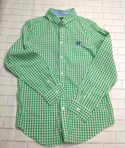 Chaps Green & White Plaid Top