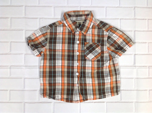 Cherokee BROWN & ORANGE Plaid Top