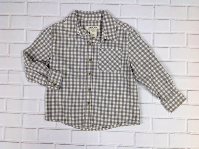Cherokee GRAY & WHITE Checkered Top