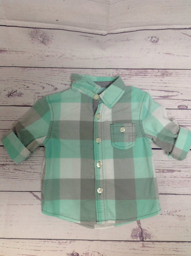 Cherokee Green & Gray Plaid Top