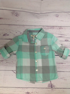 Cherokee Green & Gray Plaid Top