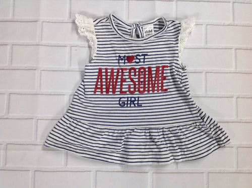 Child of Mine WHITE & BLUE Stripe Top