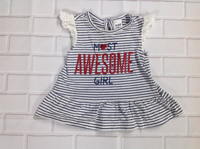 Child of Mine WHITE & BLUE Stripe Top