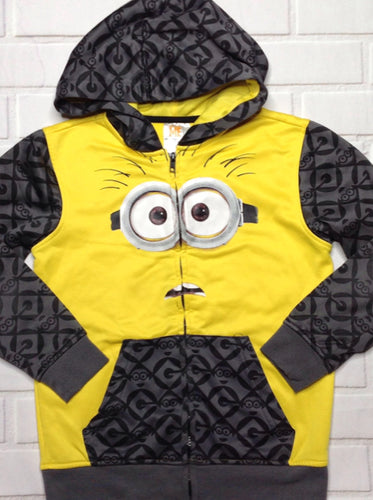 Despicable Me Yellow & Gray ZIP-UP WITH HOOD Top
