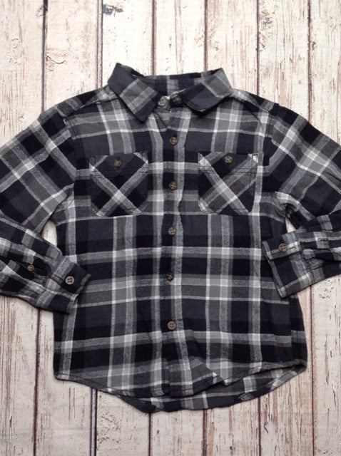 Faded Glory Black & Gray BUTTON UP Top