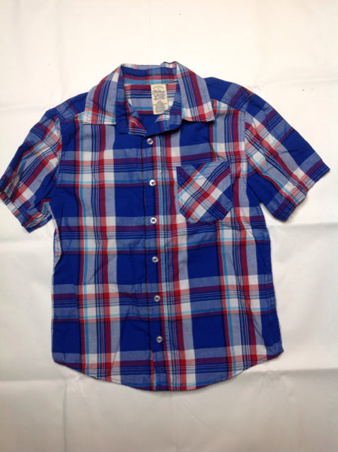 Faded Glory Blue & Red Plaid Top