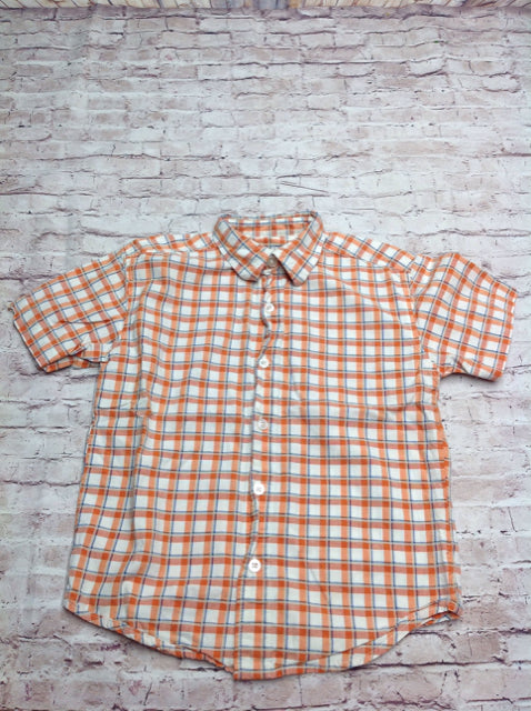 Faded Glory ORANGE & WHITE Checkered Top