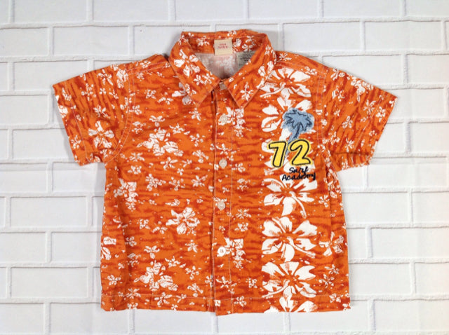 Faded Glory Orange Print FLOWER PETALS Top