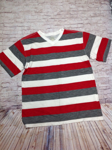 Faded Glory RED & GRAY Stripe Top
