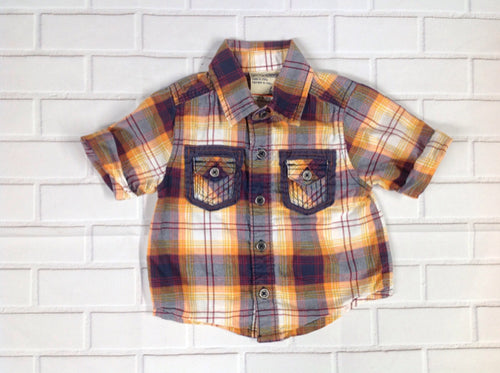 GENUINE BABY BROWN & ORANGE Plaid Top