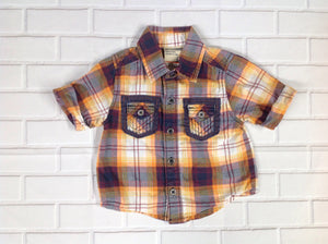 GENUINE BABY BROWN & ORANGE Plaid Top